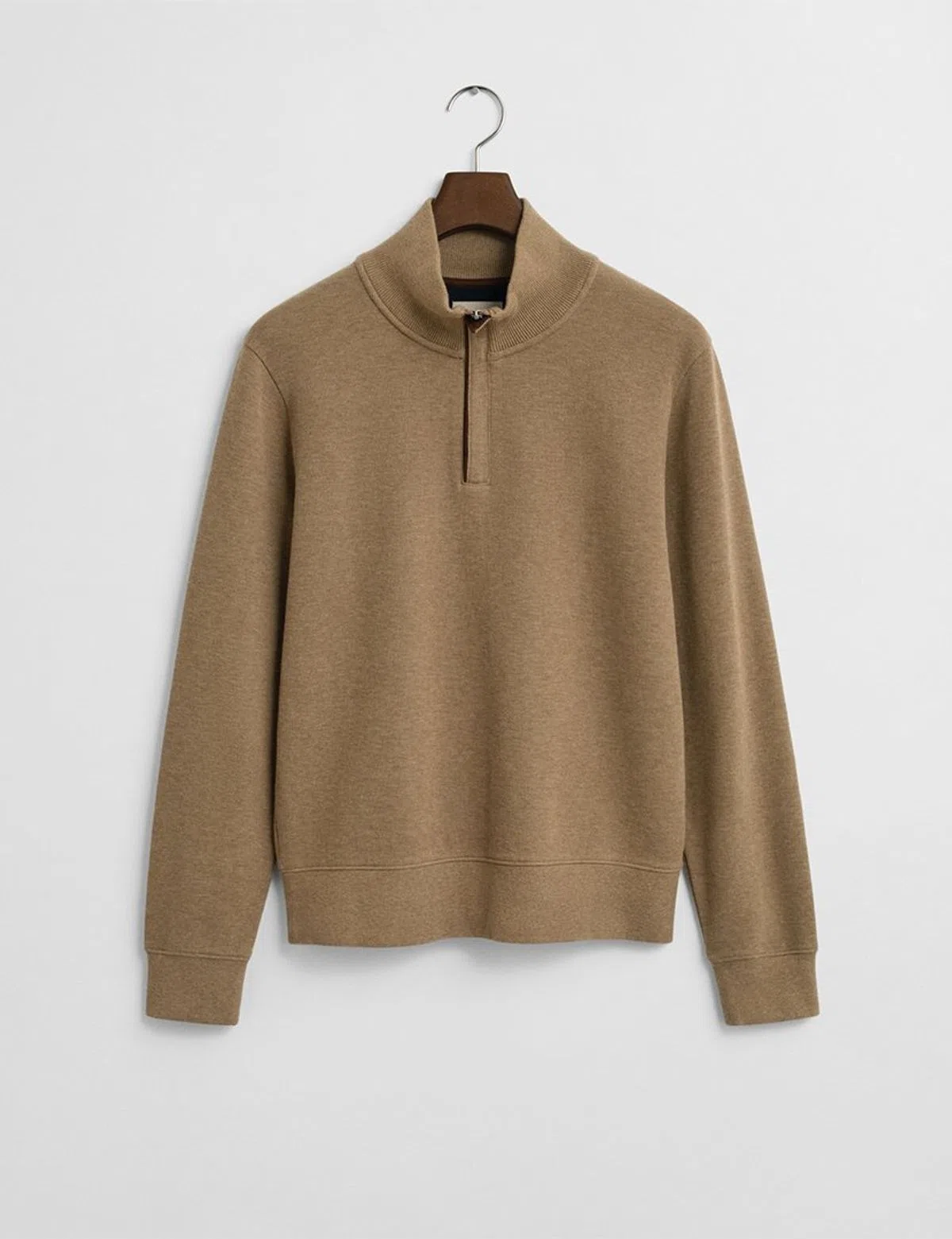 Sudadera Beige con Medio Cierre