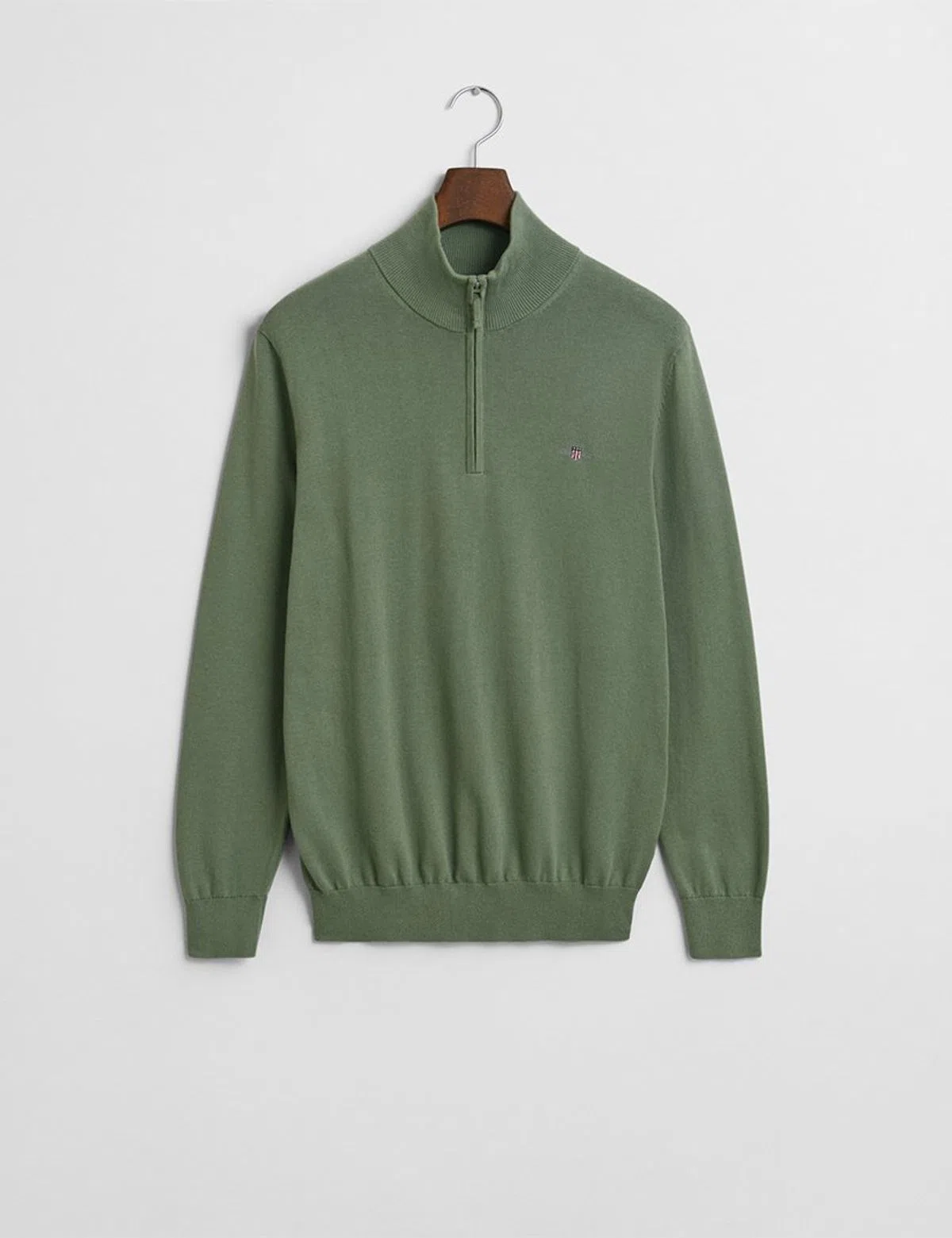 Knitted Jumper with Half Zip Green