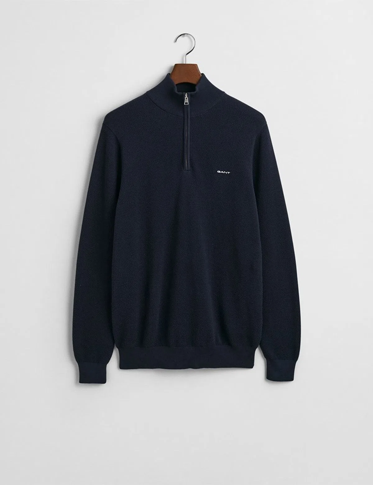 Pull Piqué à Demi-Fermeture Éclair Bleu