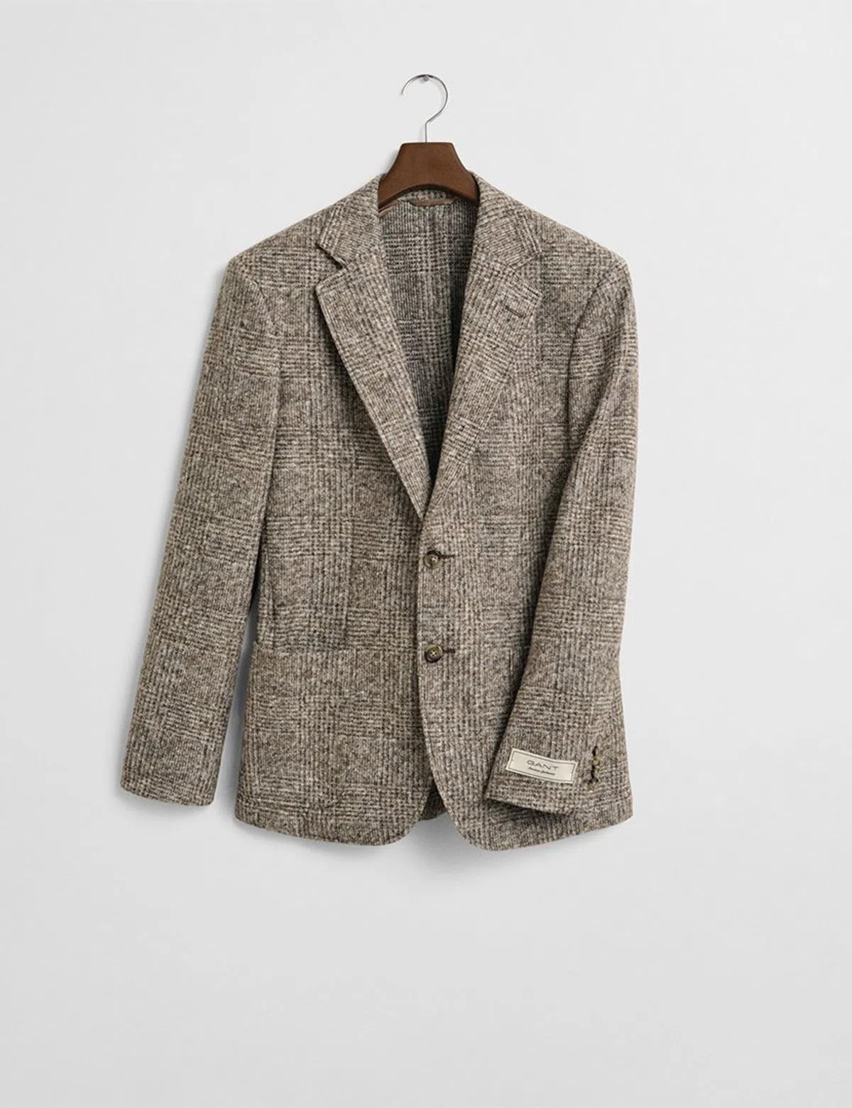 Blazer Knit Checked Bege