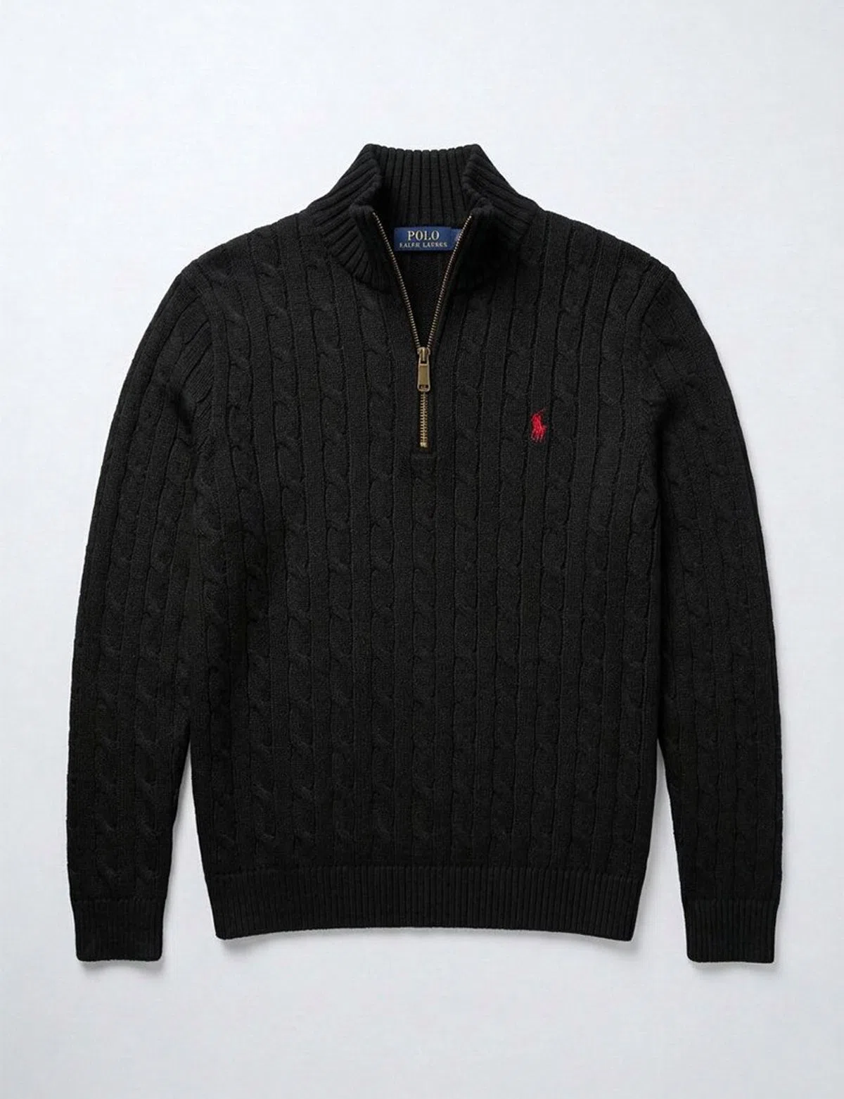 Knitted sweater with half zip Black