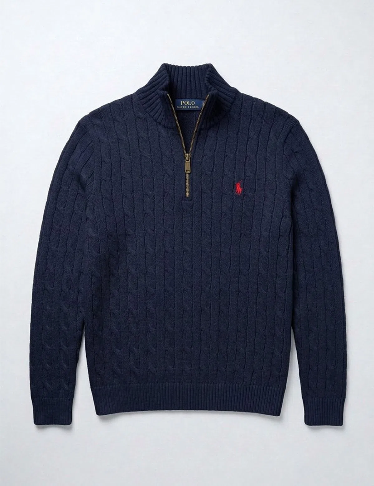 Knitted sweater with half zip navy blue