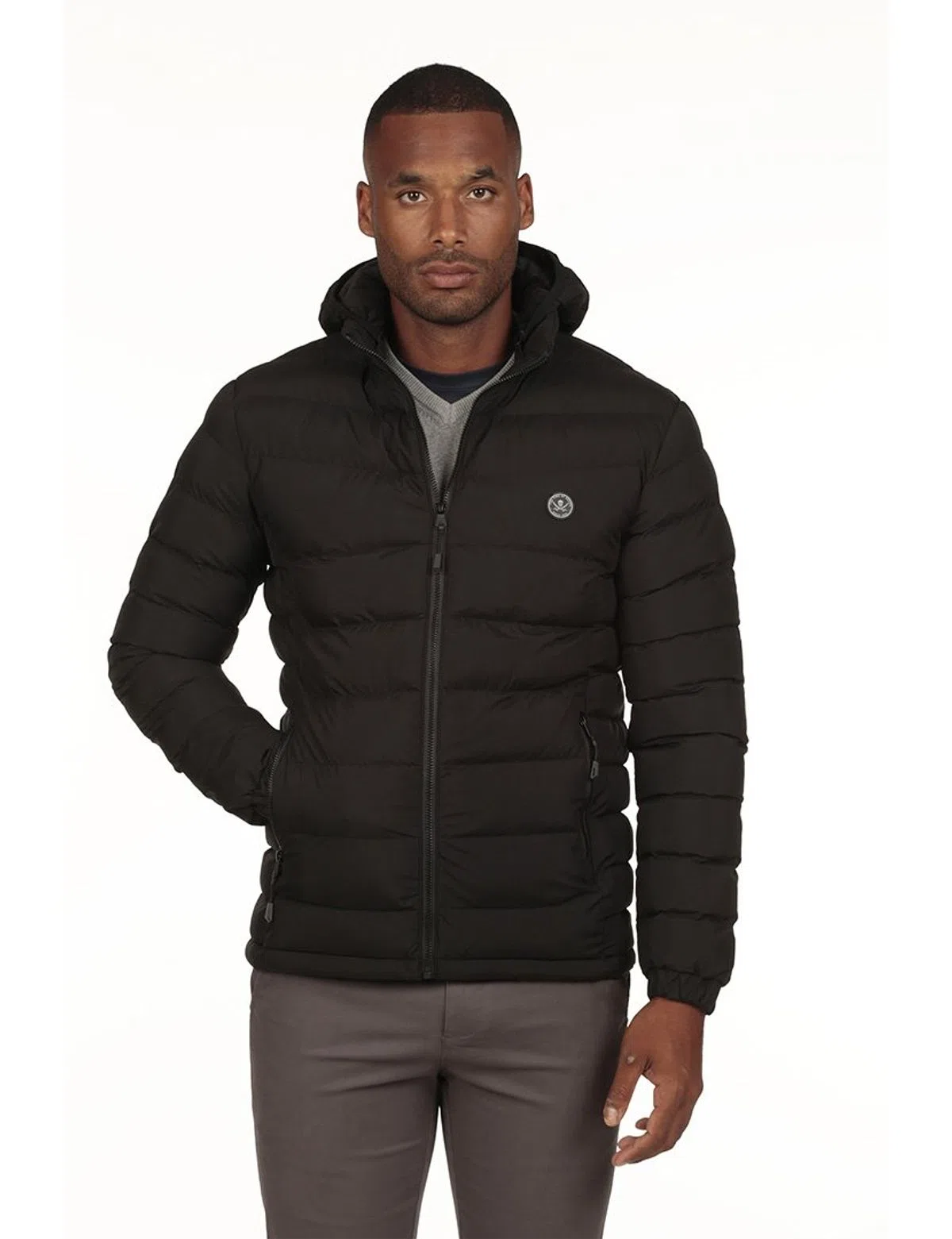 Chaqueta Con Capucha Regular Negra