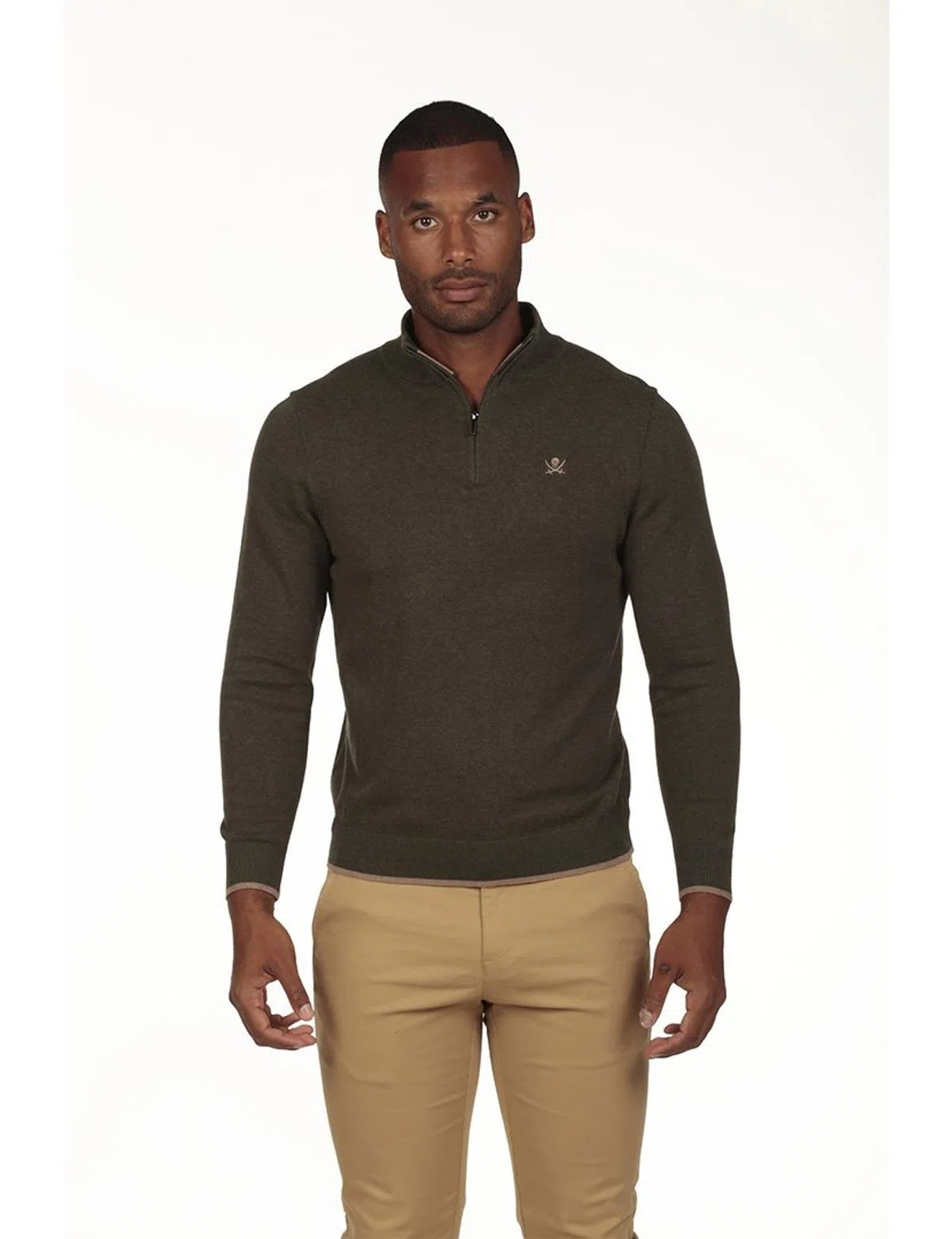 Camisola com meio fecho Regular Verde
