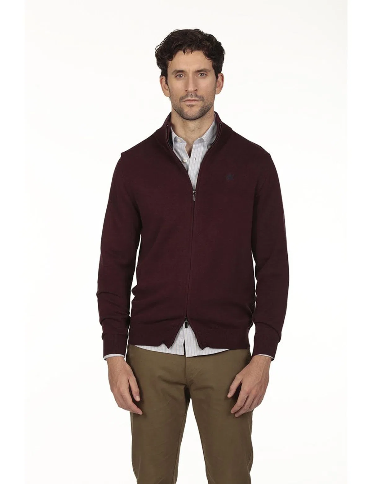 Cardigan com fecho Regular Bordô