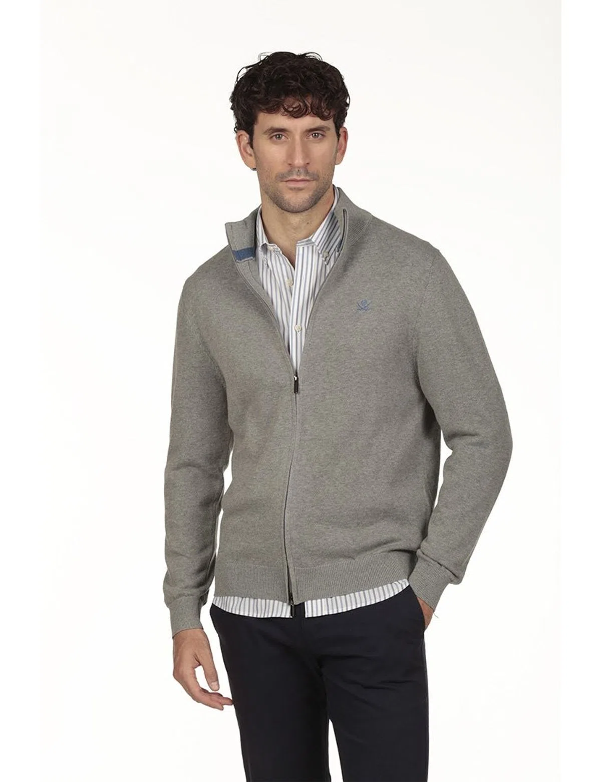 Cardigan à fermeture régulière Gris