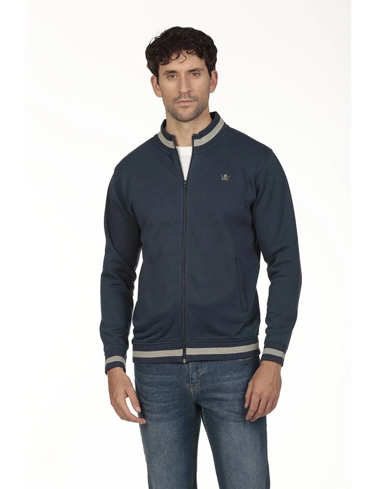 Chaqueta con cremallera Regular Azul