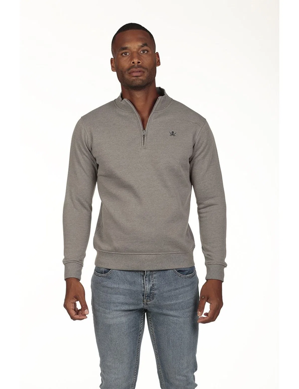 Sweatshirt com meio fecho Regular Cinza