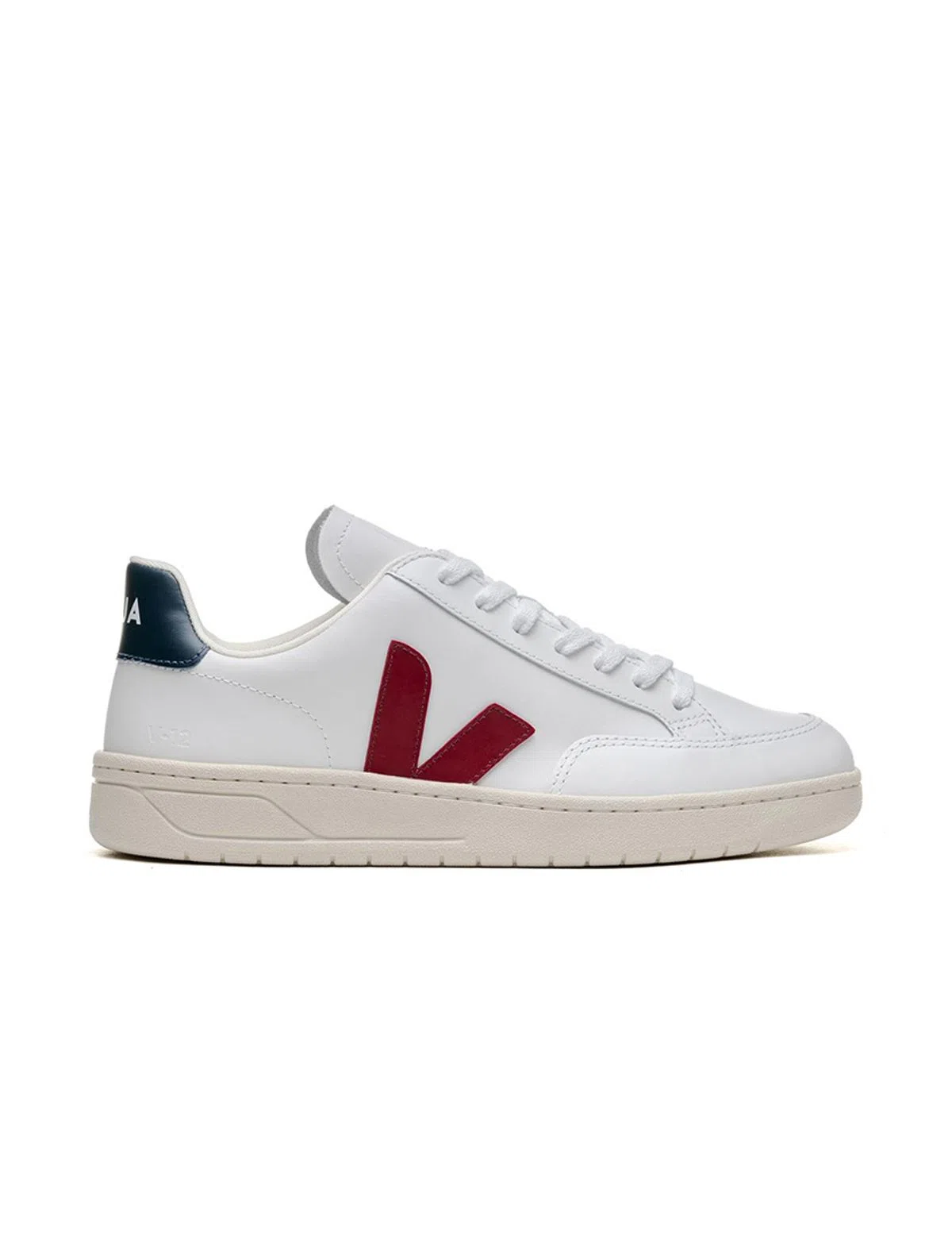 White-Marsala V-12 Leather Sneakers
