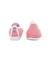 Red Checkered Print Slip-ons