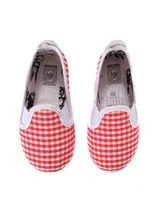 Red Checkered Print Slip-ons