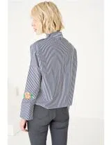 Open Shoulder Striped Blue Shirt