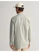 Camisa de Linho Riscas Regular Fit Verde