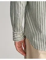 Camisa de Linho Riscas Regular Fit Verde