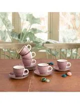 Set of 6 Cups with Saucers Ceramic 9cl Vita Morning