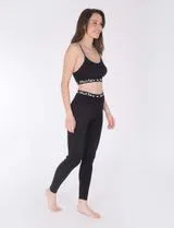 Leggings Femme Oao Text Active Noir