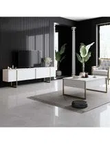 Mesa Centro Luxe Branco Dourado