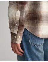 Camisa Regular Shadow Check Flannel Castanho