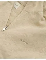 Sweat à Capuche Beige à Demi-Zip