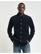 Camisa de Corduroy Azul Ajuste Regular