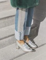 Sapatos Salto Metalizados Prateado