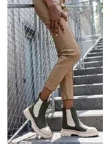 Bottines Chelsea Vert et Beige