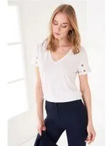 T-Shirt decote em V Branco