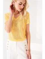 T-Shirt decote em V Amarelo