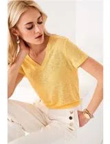 T-Shirt decote em V Amarelo