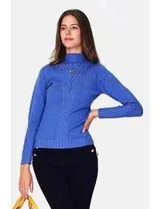 High Neck Blue Sweater