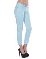 Calças Skinny Senhora Curtas Azul
