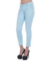 Calças Skinny Senhora Curtas Azul