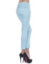 Calças Skinny Senhora Curtas Azul