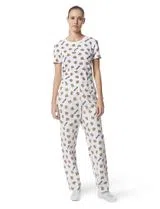 Calças Pijama Senhora Branco com Estampado