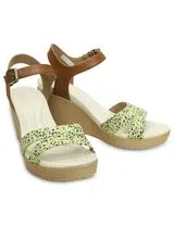 Sandalias Leighii Anklestrap Gráfico Wdg Marrón y Verde