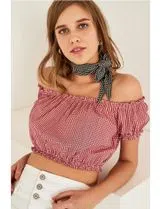 Short Ladies Blouse Red and White