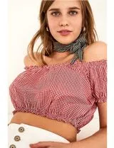 Short Ladies Blouse Red and White