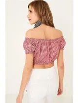 Short Ladies Blouse Red and White