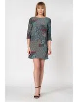 Midi Dress 3/4 Sleeve Multicolored