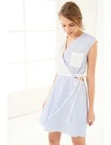 Vestido Curto Azul e Branco