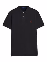 Black Slim Fit Polo Red Logo
