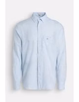 Camisa de manga comprida linho Azul