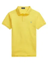 Pólo Slim Fit Amarelo Logotipo Azul