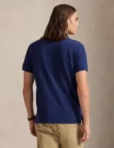 Pólo Slim Fit Azul Marinho Logotipo Vermelho