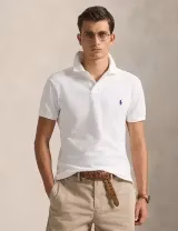 Pólo Slim Fit Branco Logotipo Azul