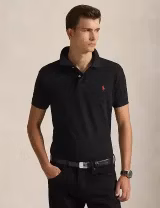 Black Slim Fit Polo Red Logo