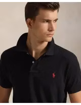Black Slim Fit Polo Red Logo