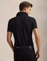Black Slim Fit Polo Red Logo