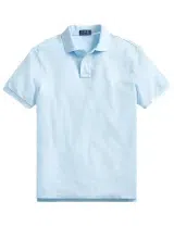 Light Blue Slim Fit Polo with White Logo