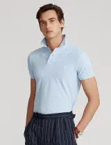 Light Blue Slim Fit Polo with White Logo
